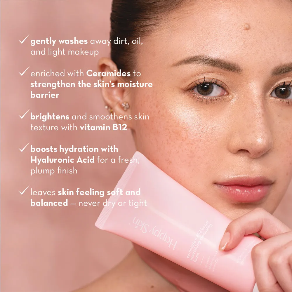 Happy Skin Ceramide B12 Boost mousse nettoyante hydratante