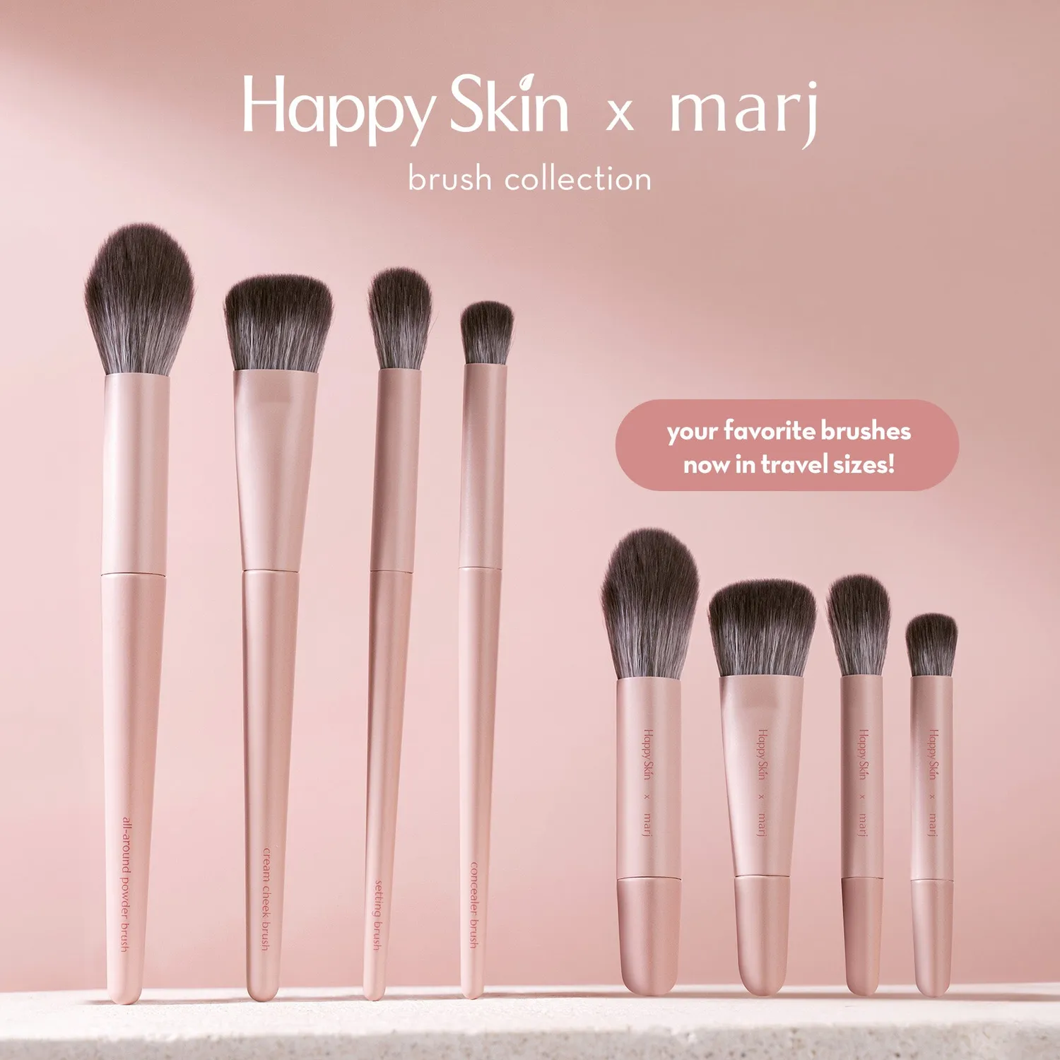 Happy Skin x Marj Petite set 4 mini pinceaux rose