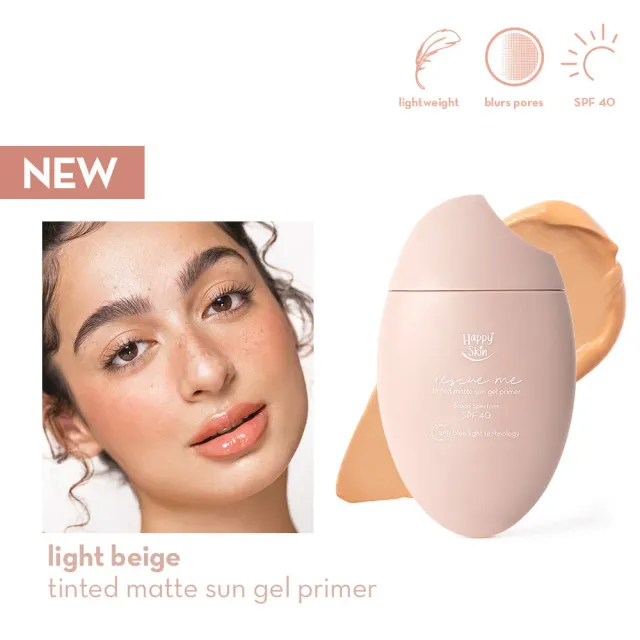 Happy Skin Rescue Me Tinted Matte Sun Gel Primer base SPF 40 Light Beige