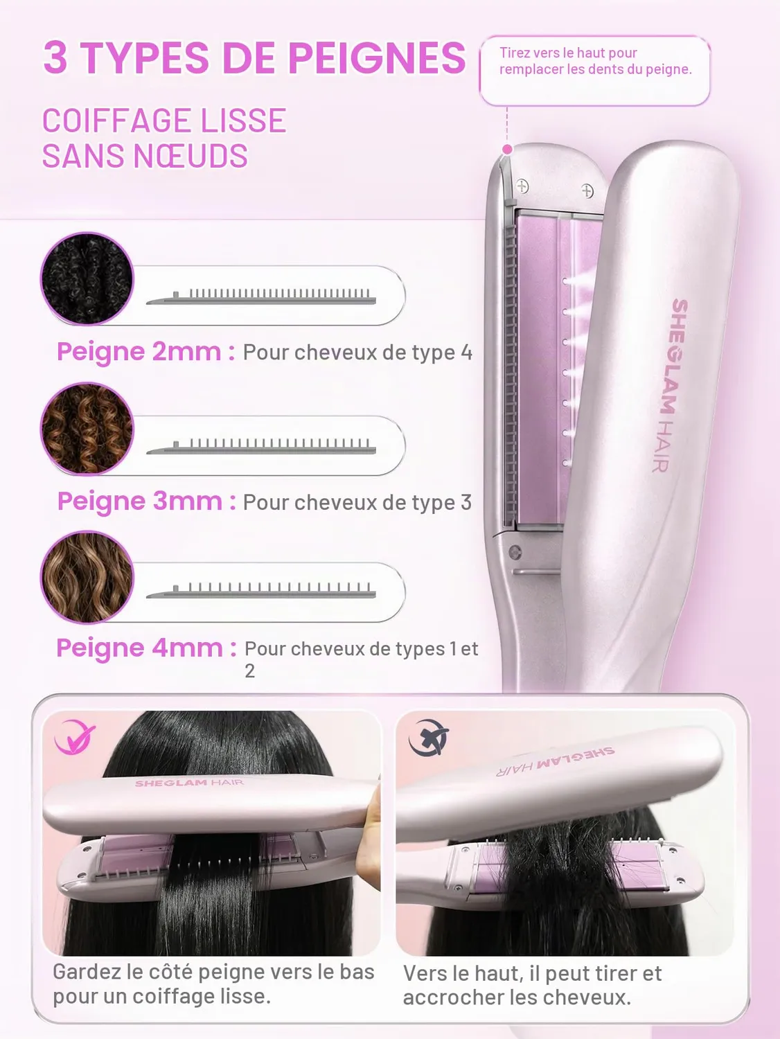 SHEGLAM Lisseur Vapeur céramique 38 mm 230°C