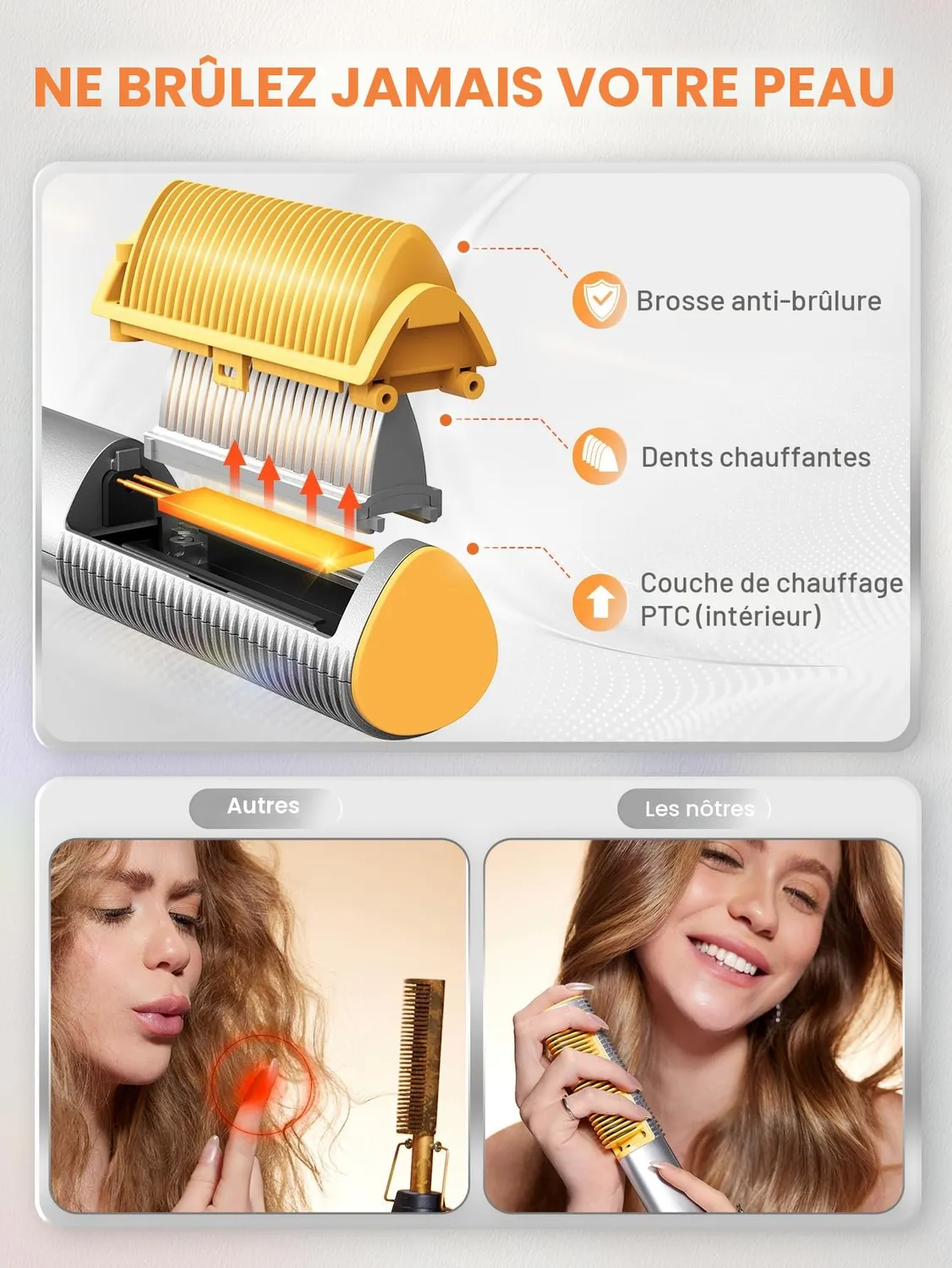 SHEGLAM Sleek Chic brosse lissante ionique 3D 235g anti-frisottis