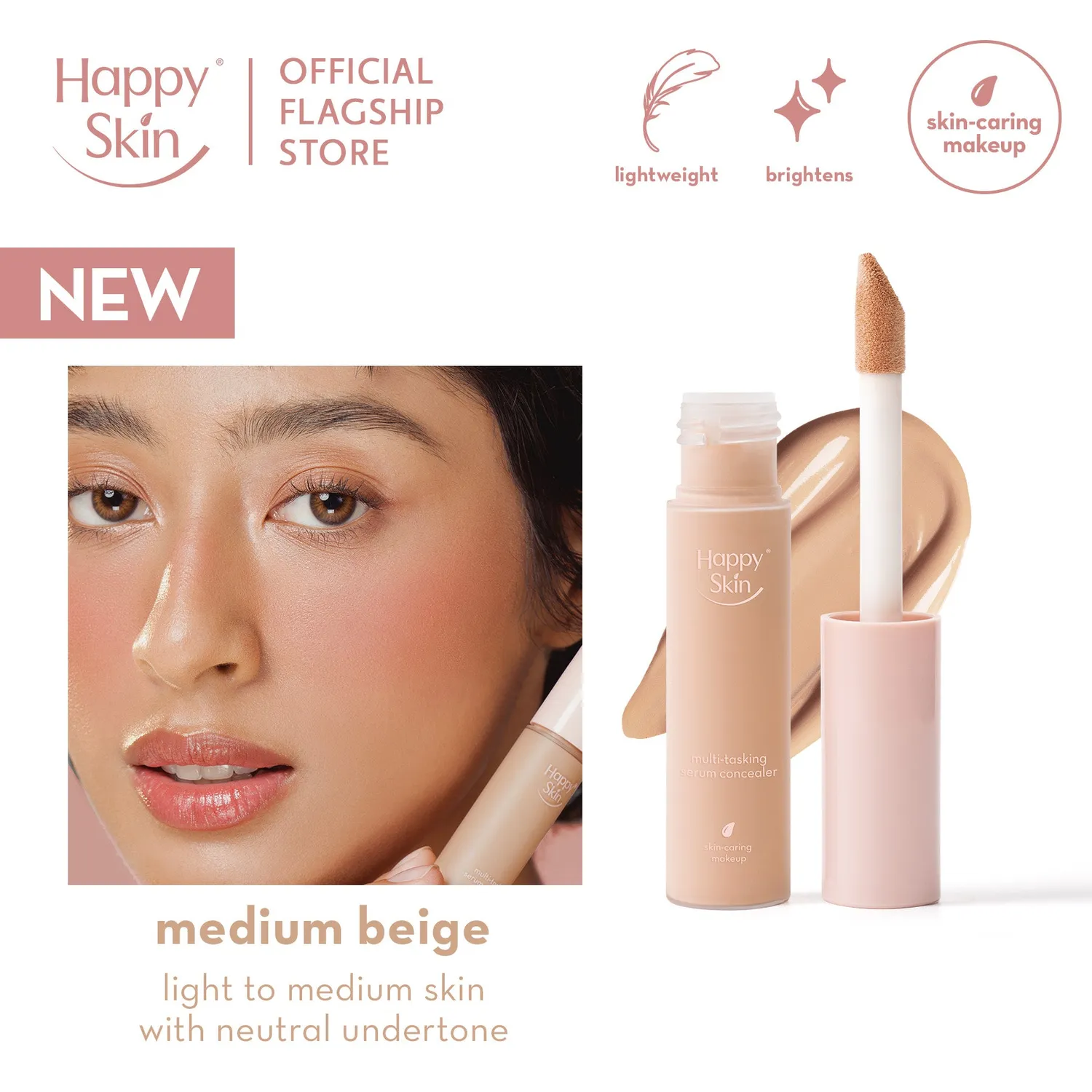 Happy Skin Second Skin Serum Concealer Nude Beige hydratant