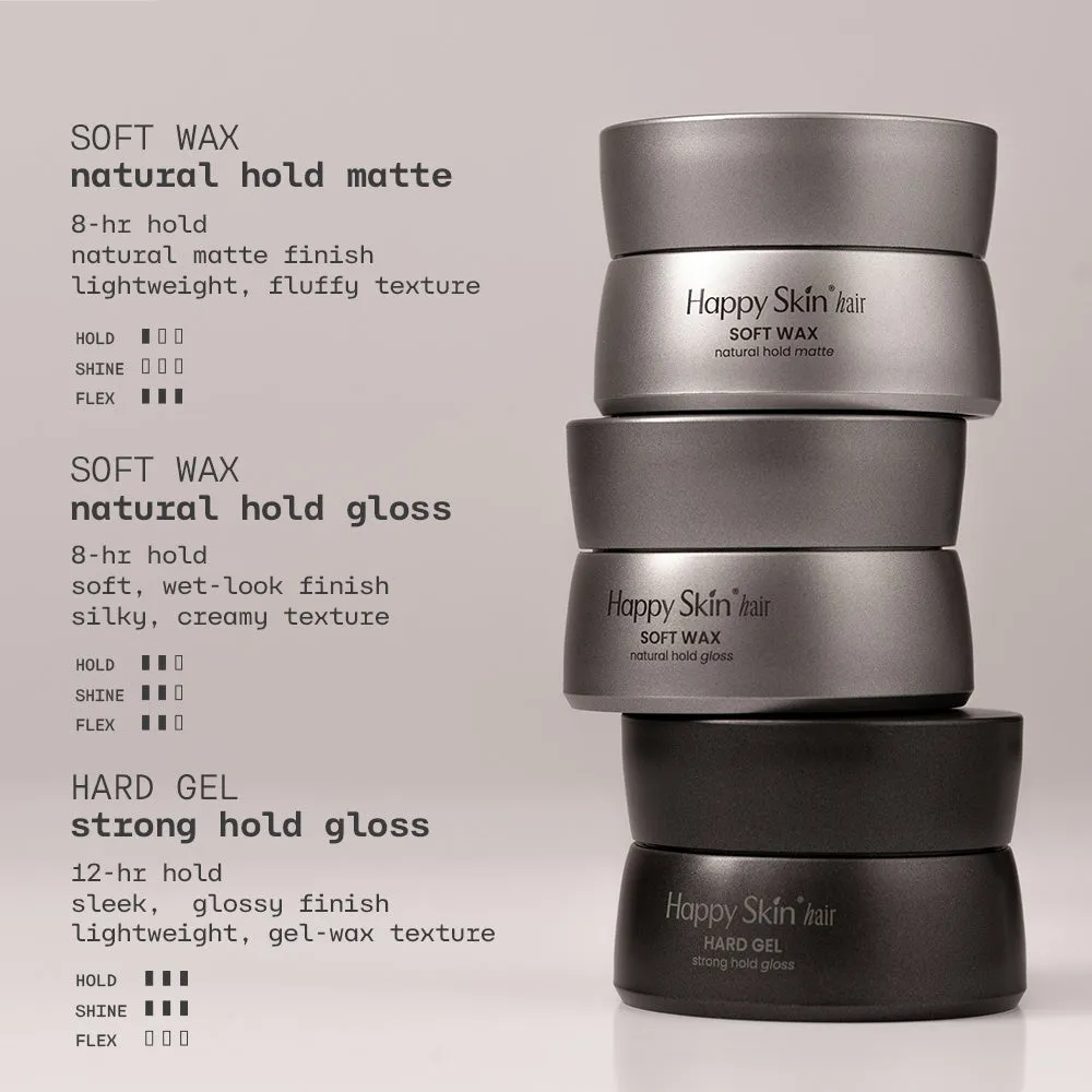 Happy Skin x David cire cheveux Natural Hold Gloss brillance légère