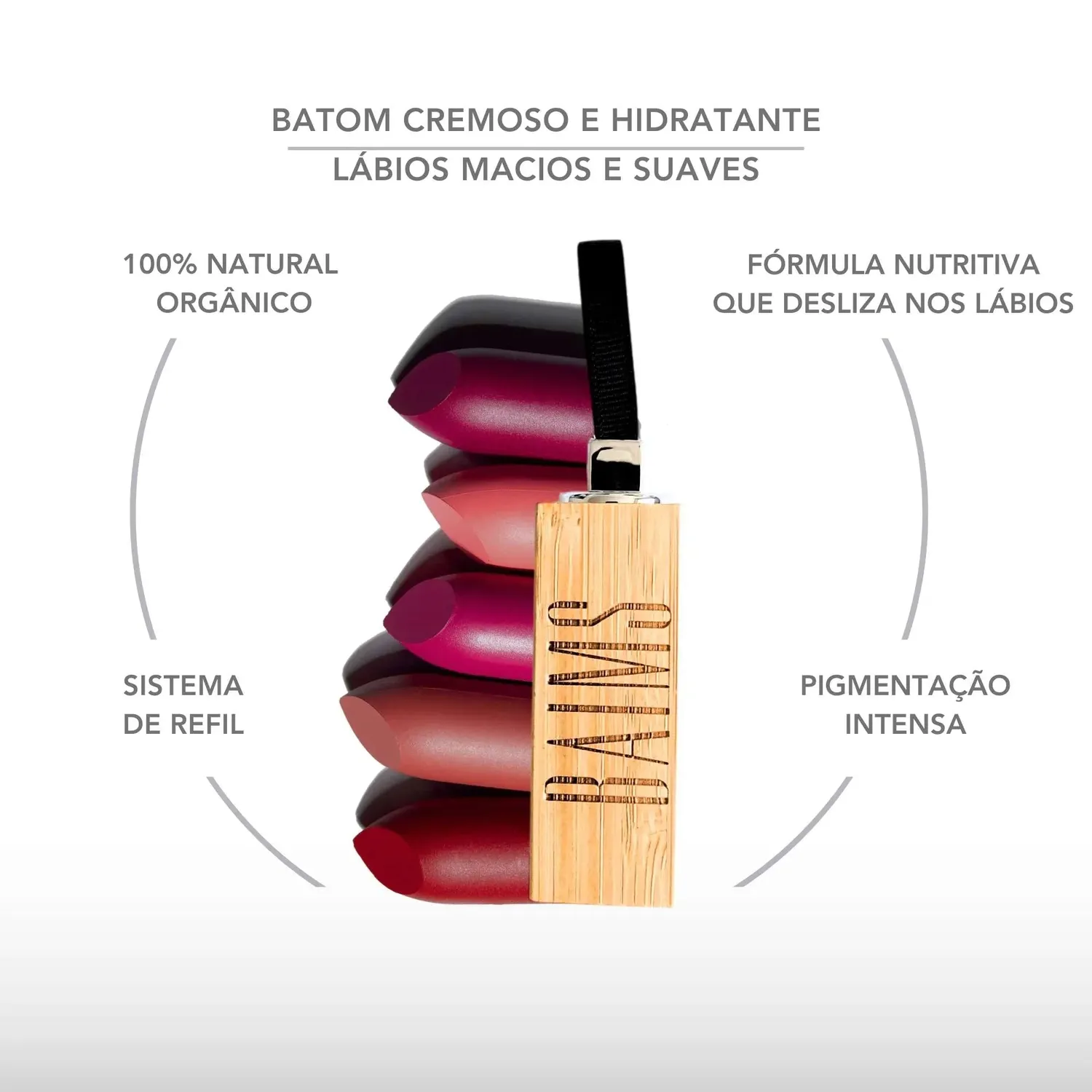 Baims Lipstick rouge à lèvres bambou fini semi-mat