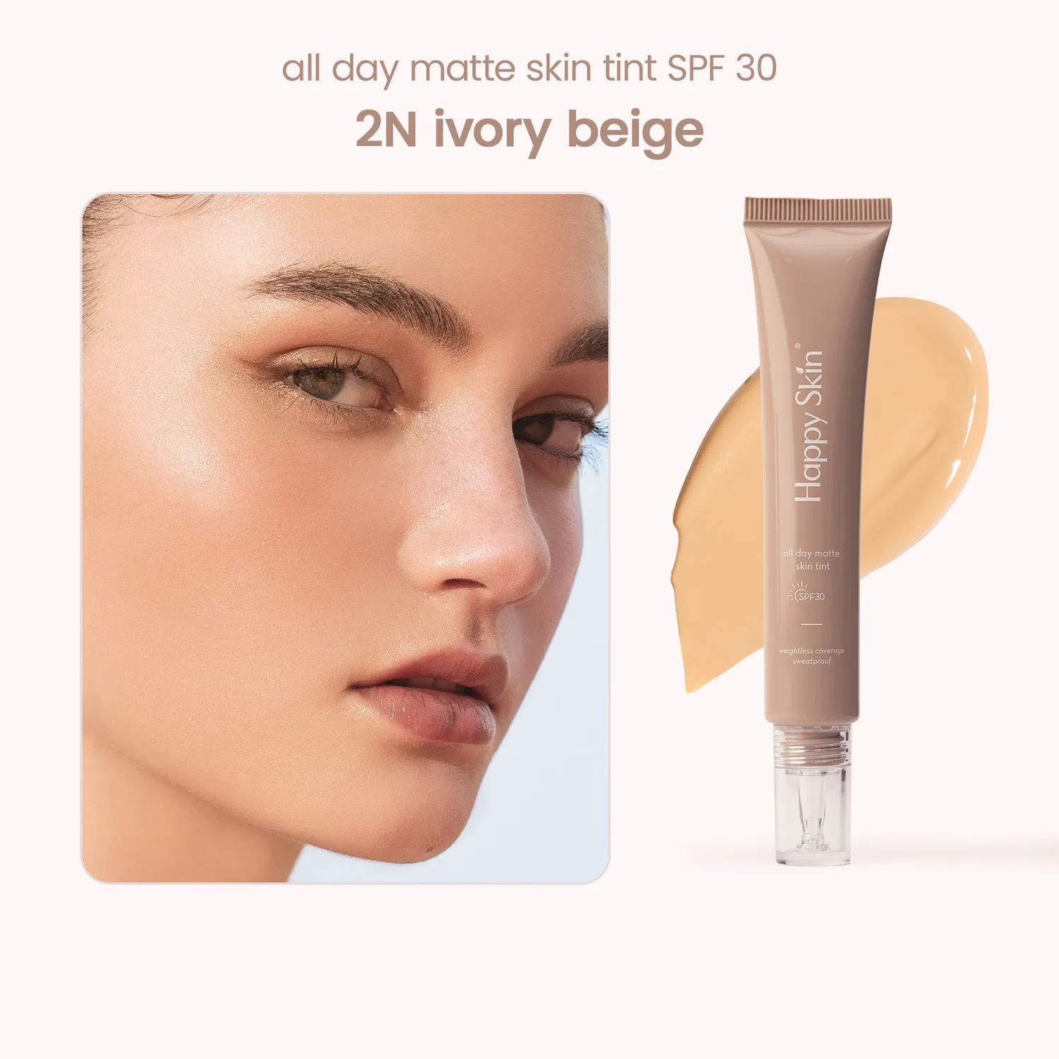 Happy Skin All Day Matte teinte visage SPF30 porcelain beige