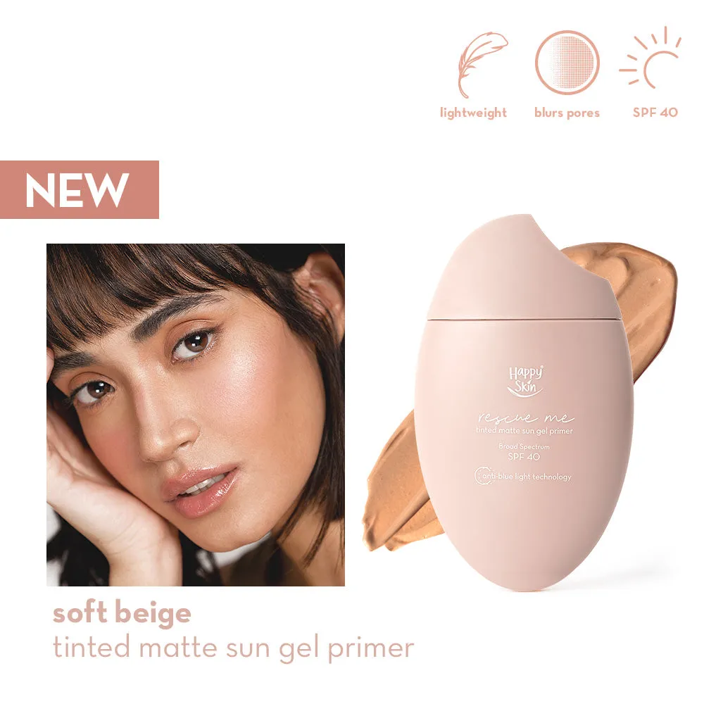 Happy Skin Rescue Me Tinted Matte Sun Gel Primer base SPF 40 Light Beige