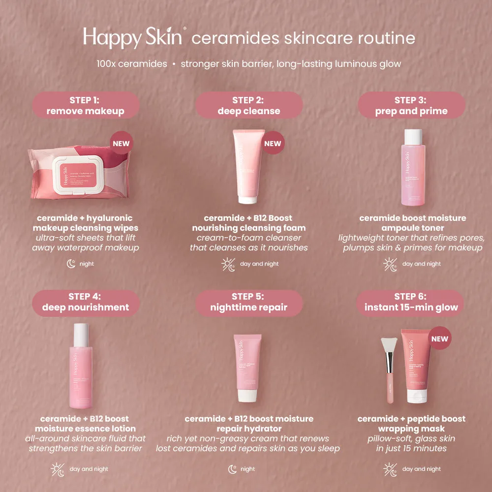 Happy Skin Ceramide Peptide Boost masque wrapping peel-off lift éclat
