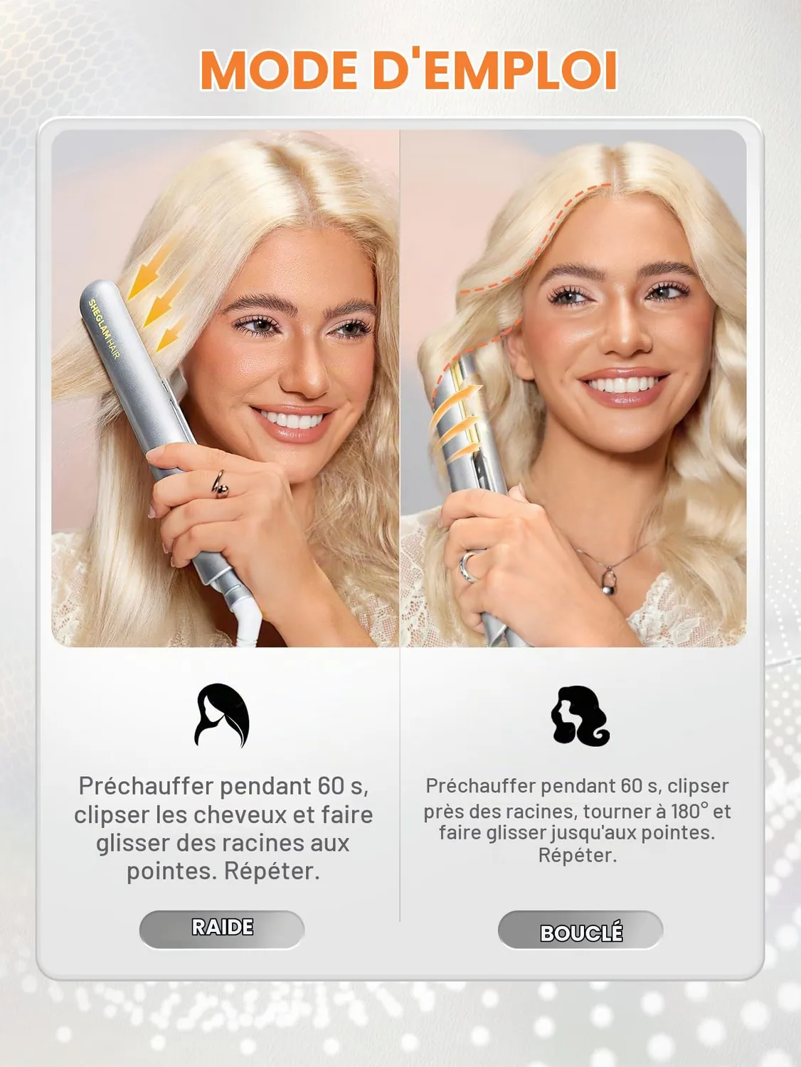 SHEGLAM Lisseur Boucleur 2-en-1 25mm ions négatifs