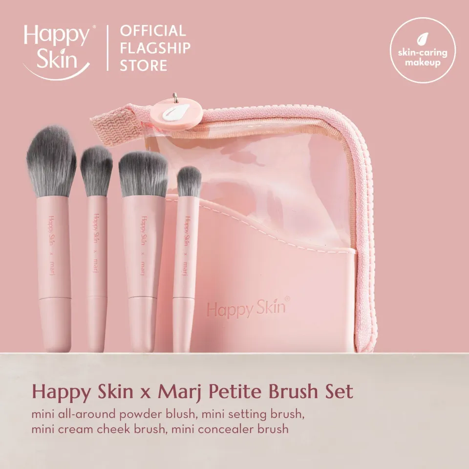 Happy Skin x Marj Petite set 4 mini pinceaux rose
