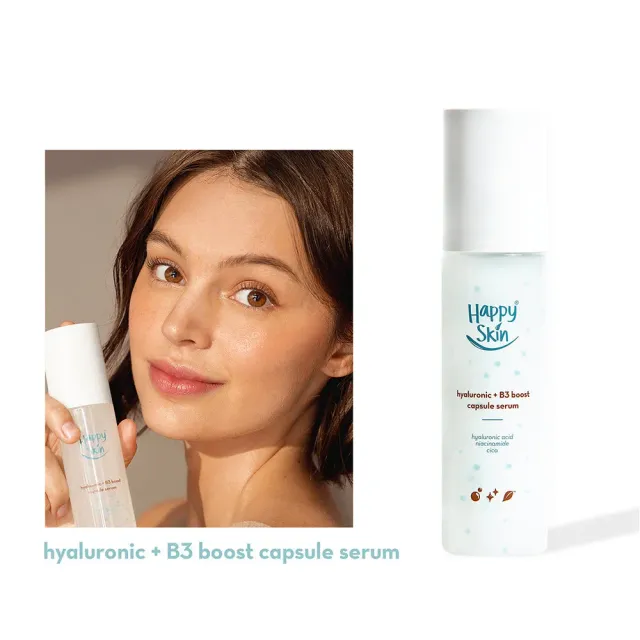 Happy Skin Hyaluronic + B3 Boost sérum capsules éclat