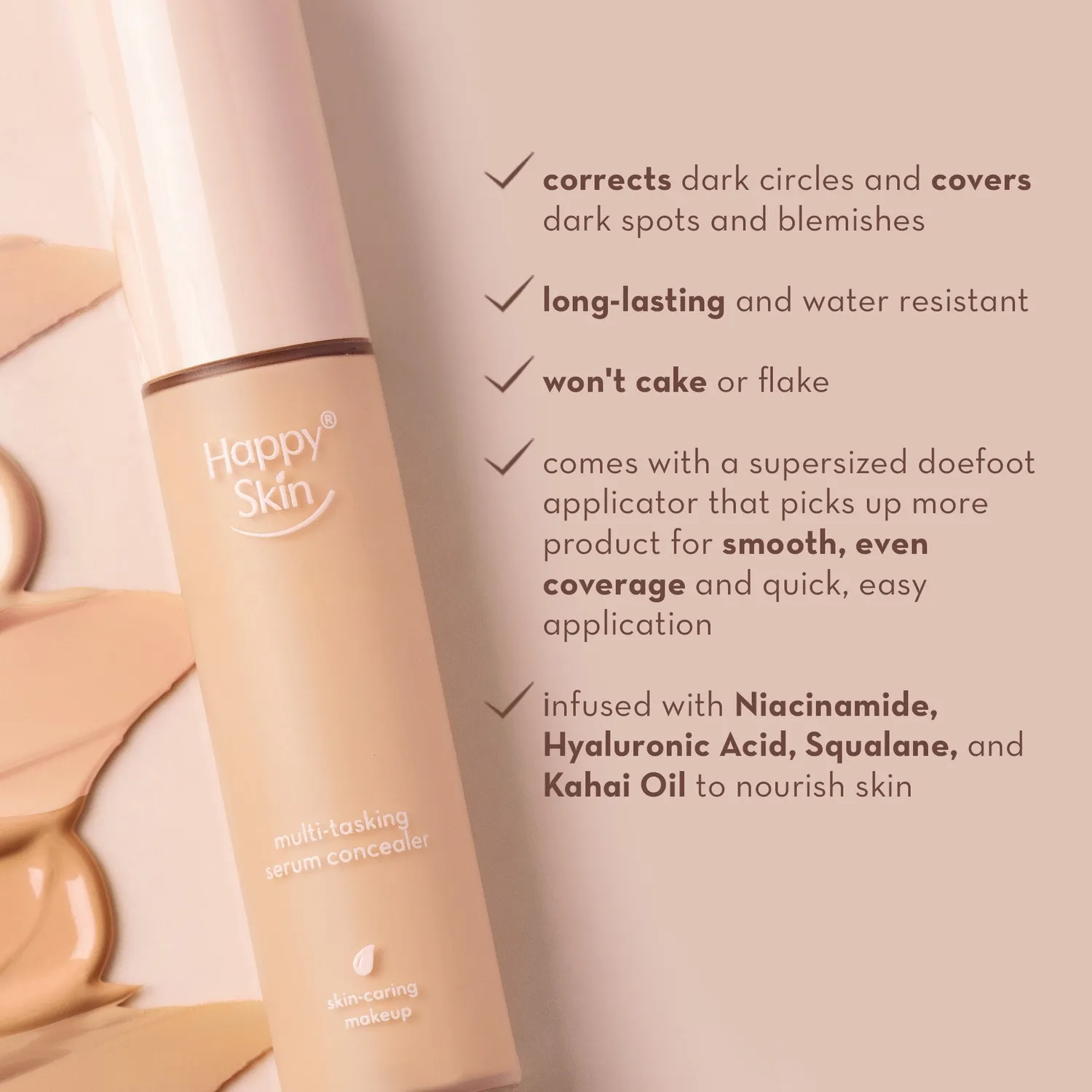 Happy Skin Second Skin Serum Concealer Nude Beige hydratant