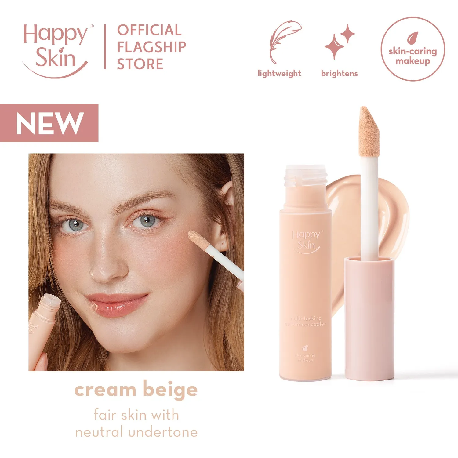 Happy Skin Second Skin Serum Concealer Nude Beige hydratant
