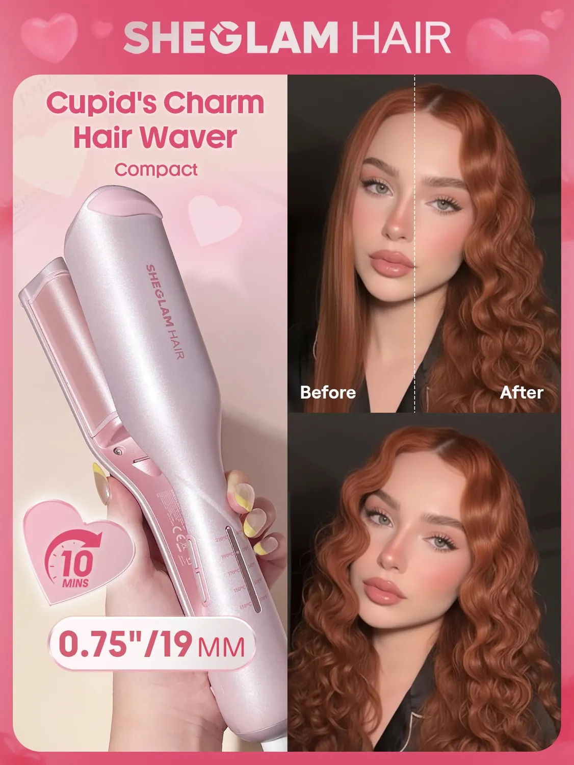 SHEGLAM Cupid's Charm Fer à Boucler Double Rose 19mm