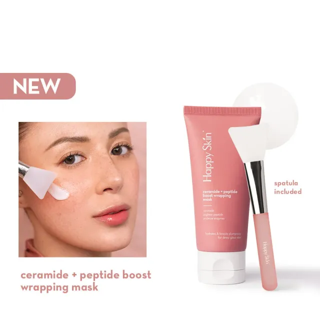 Happy Skin Ceramide Peptide Boost masque wrapping peel-off lift éclat