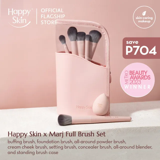 Happy Skin x Marj set pinceaux teint complet rose 7 pièces