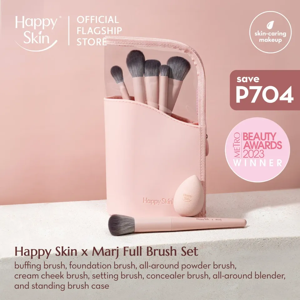 Happy Skin x Marj set pinceaux teint complet rose 7 pièces
