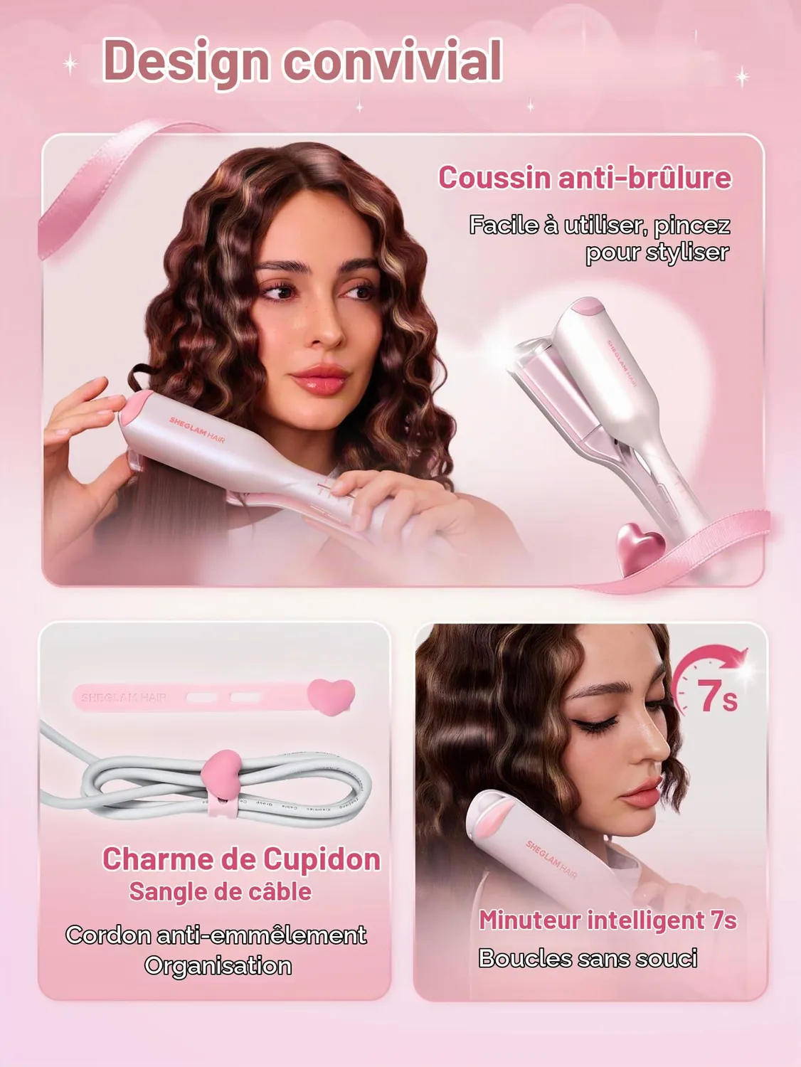 SHEGLAM Cupid's Charm Fer à Boucler Double Rose 19mm