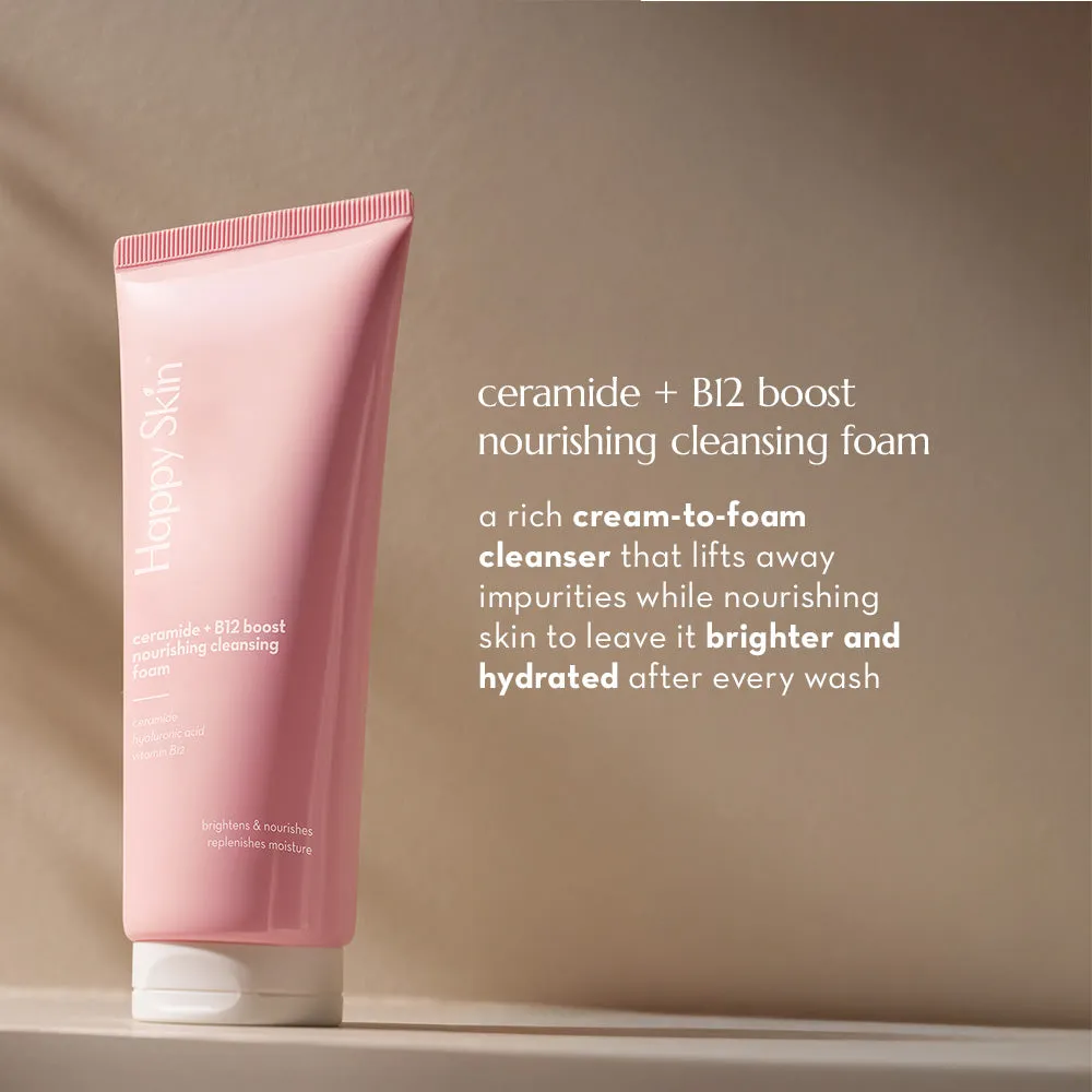 Happy Skin Ceramide B12 Boost mousse nettoyante hydratante