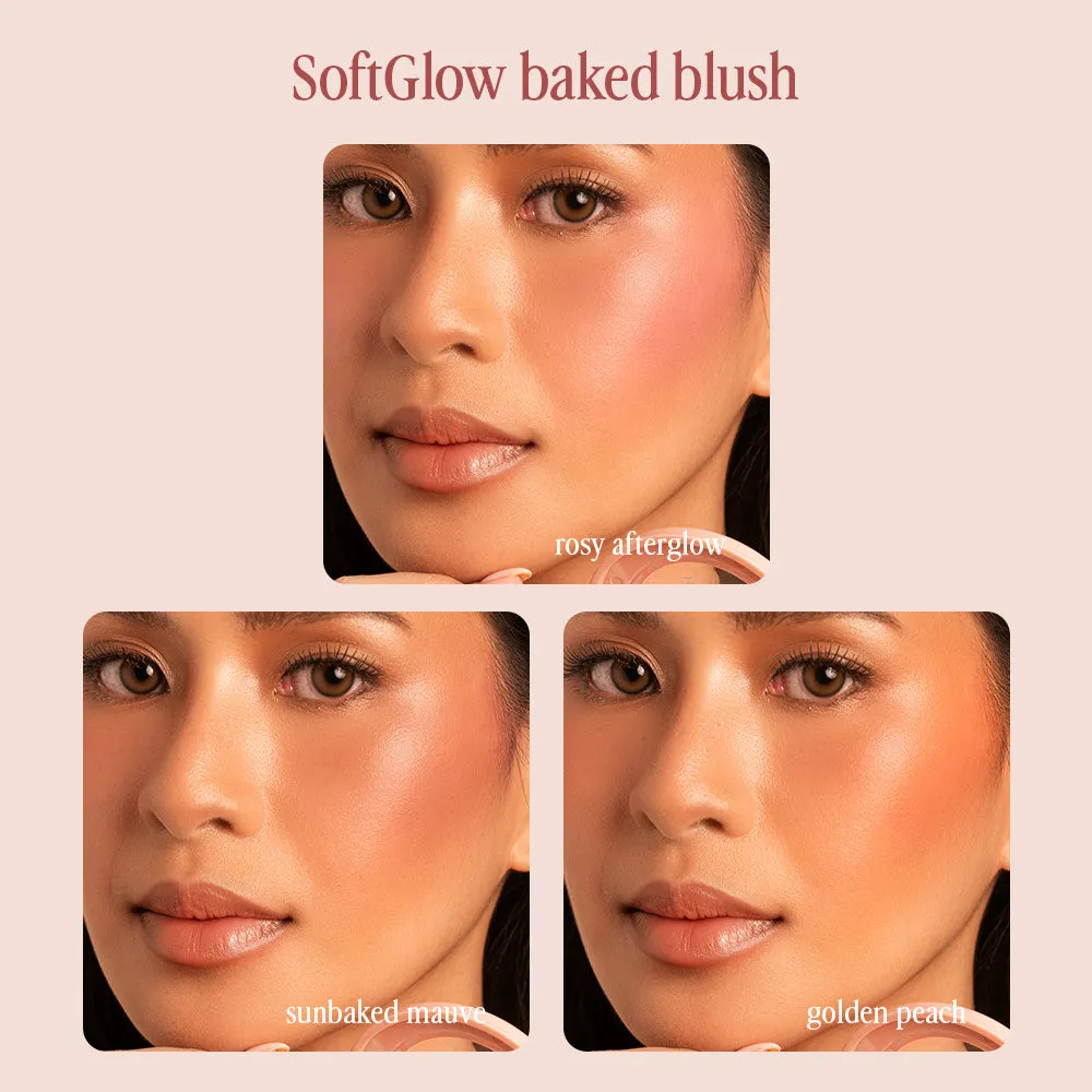 Happy Skin SoftGlow Baked Blush Sunbaked Mauve fini satiné