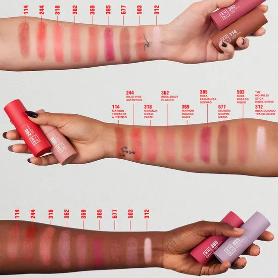 3INA The No-Rules Stick 677 stick blush 3-en-1 crémeux