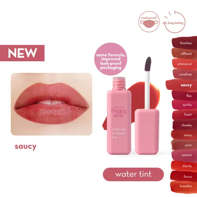Happy Skin Water Lip & Cheek Tint encre lèvres joues longue tenue