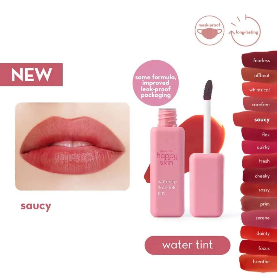 Happy Skin Water Lip & Cheek Tint encre lèvres joues longue tenue