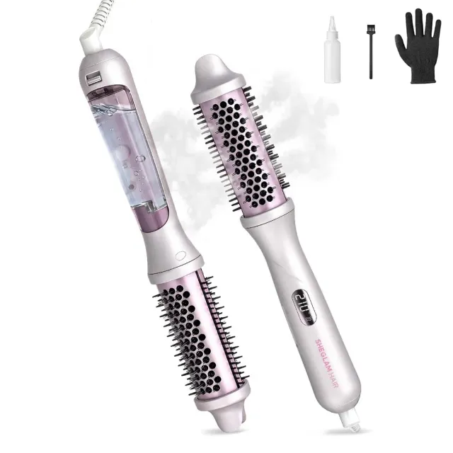 SHEGLAM Brosse Thermique Vapeur brosse 38 mm 4-en-1 lissante