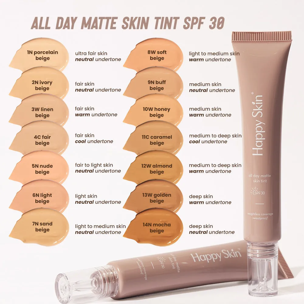 Happy Skin All Day Matte teinte visage SPF30 porcelain beige