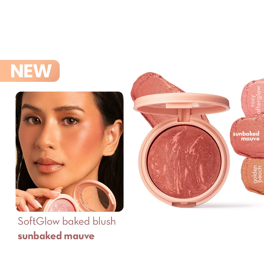 Happy Skin SoftGlow Baked Blush Sunbaked Mauve fini satiné