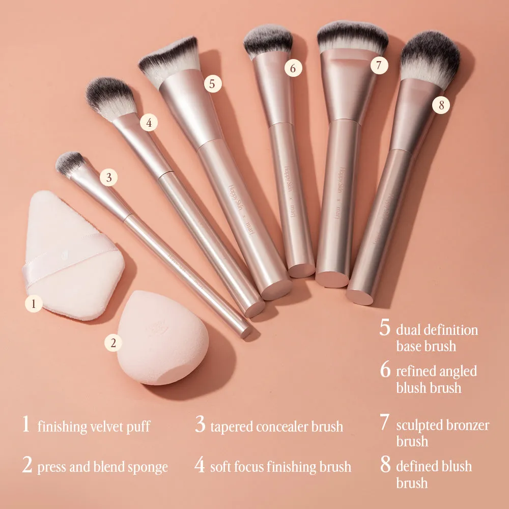 Happy Skin Define + Refine set 8 pinceaux maquillage végan