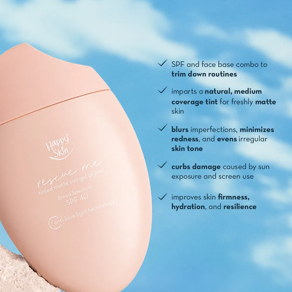 Happy Skin Rescue Me Tinted Matte Sun Gel Primer base SPF 40 Light Beige