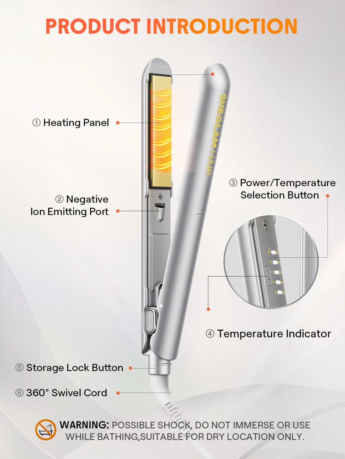 SHEGLAM Lisseur Boucleur 2-en-1 25mm ions négatifs
