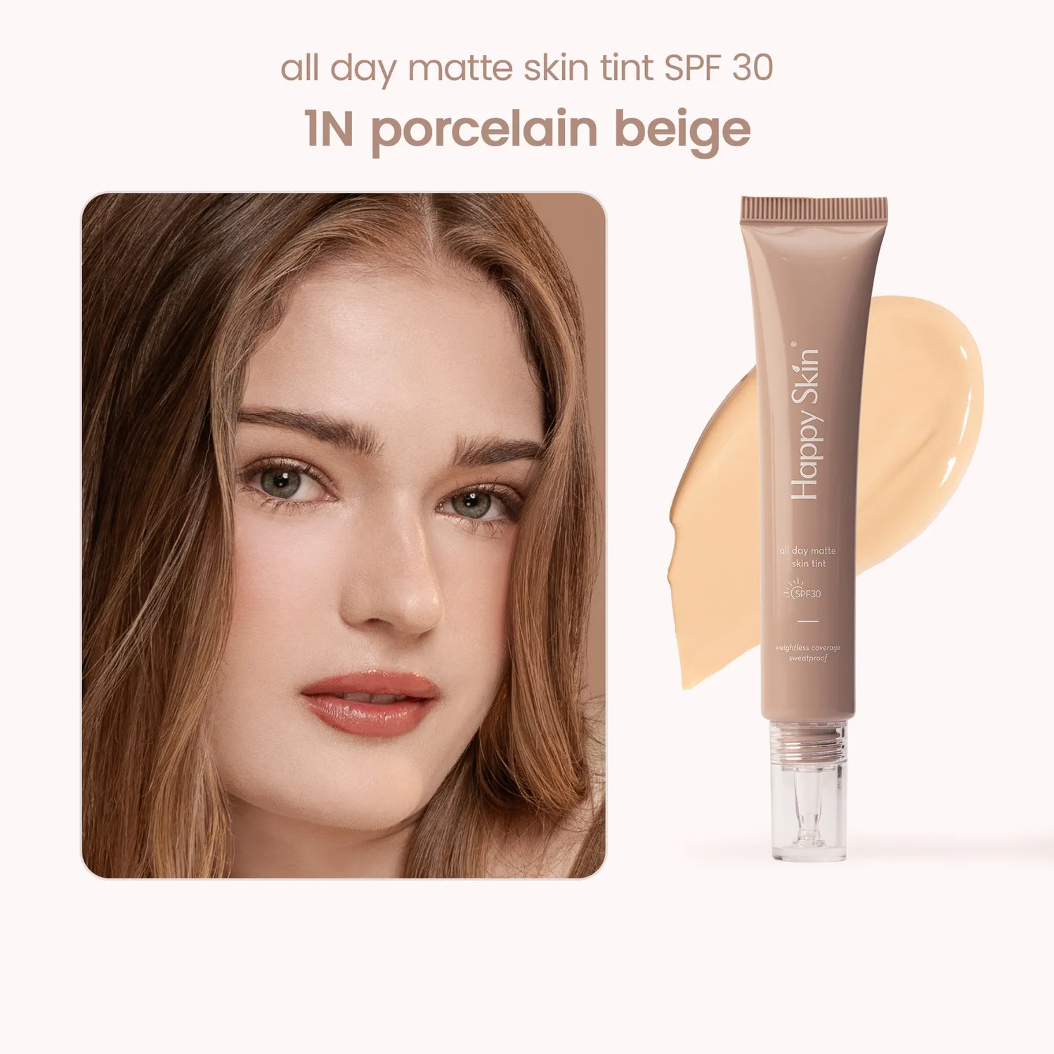 Happy Skin All Day Matte teinte visage SPF30 porcelain beige