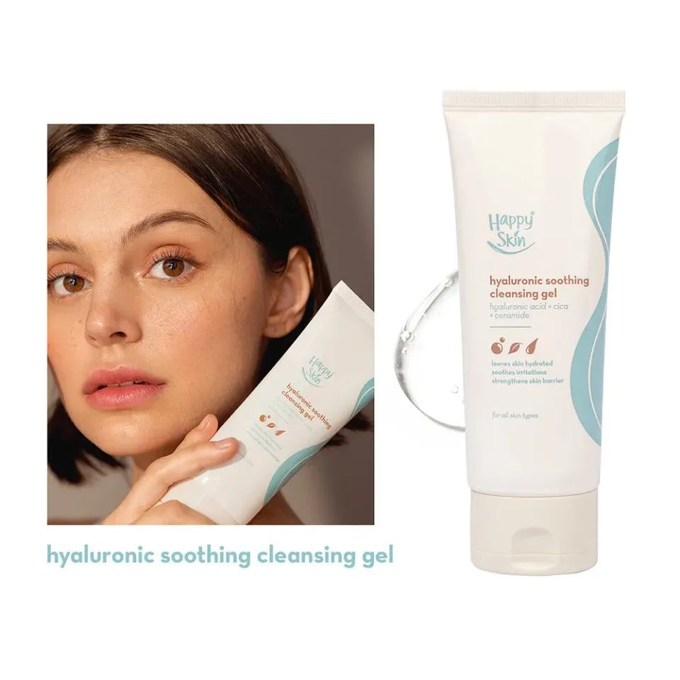 Happy Skin Hyaluronic gel nettoyant visage apaisant