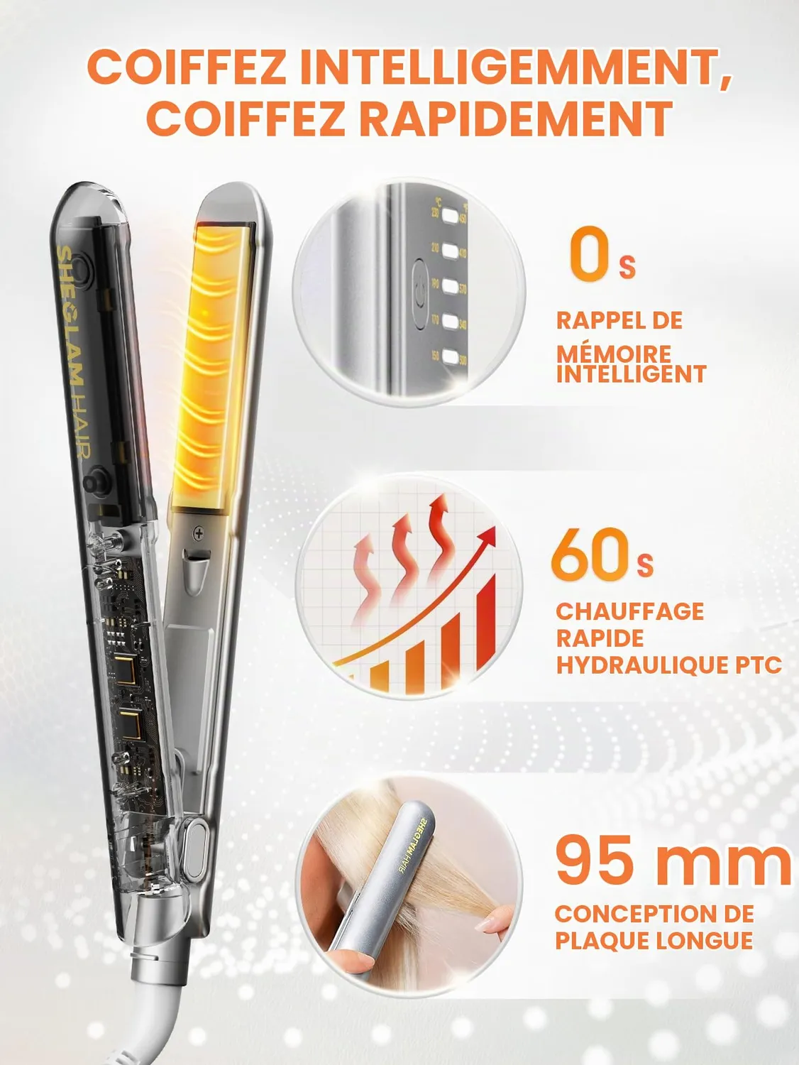SHEGLAM Lisseur Boucleur 2-en-1 25mm ions négatifs
