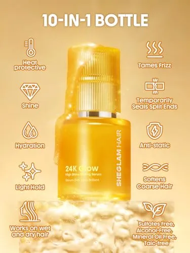 SHEGLAM 24K Glow huile capillaire 50 ml anti-frisottis