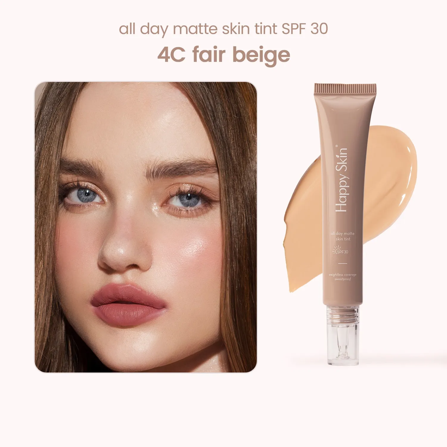 Happy Skin All Day Matte teinte visage SPF30 porcelain beige
