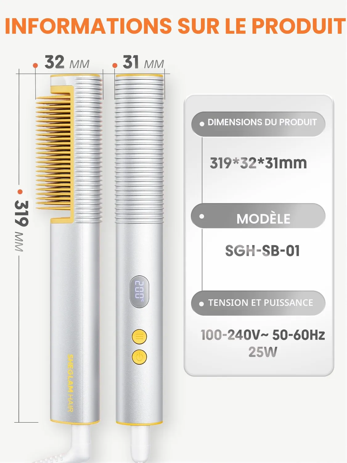 SHEGLAM Sleek Chic brosse lissante ionique 3D 235g anti-frisottis