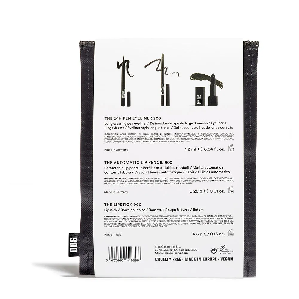 3INA The 900 Look Kit maquillage noir mat 3 pièces